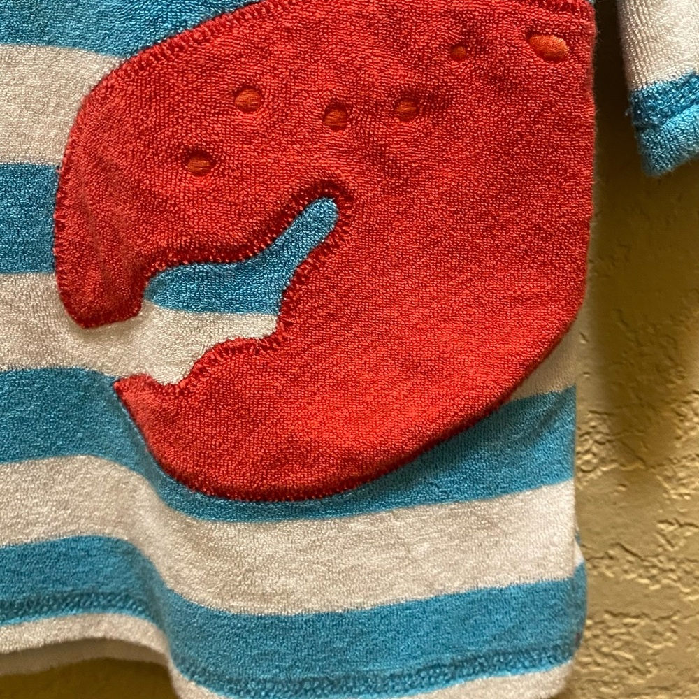 Mini Boden Lobster Terry Cloth Swim Hoodie Cover Up Dress Size: 11-12 - Picture 2 of 5